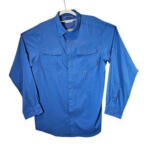 Columbia Mens L Blue PFG Bahama II Long Sleeve Shirt Vented Fishing Outdoor